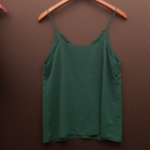 New GREEN LACE chiffon spaghetti strap tank top - Picture 5 of 5
